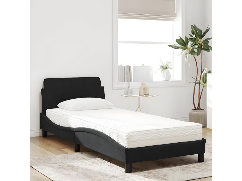 Bed with black 90x200 velvet mattress GJXG82833