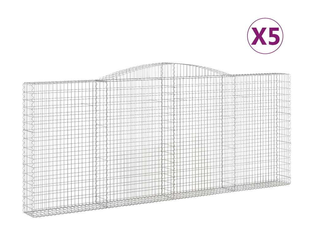 5-piece arched gabion baskets, 400x30x160/180 cm, galvanized iron SFFD17096