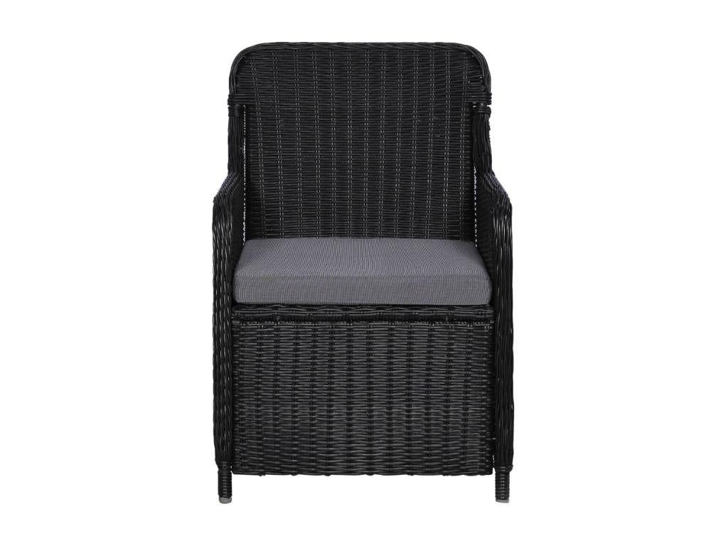 11-Piece Garden Dining Set, Black Wicker Resin FOBX08865