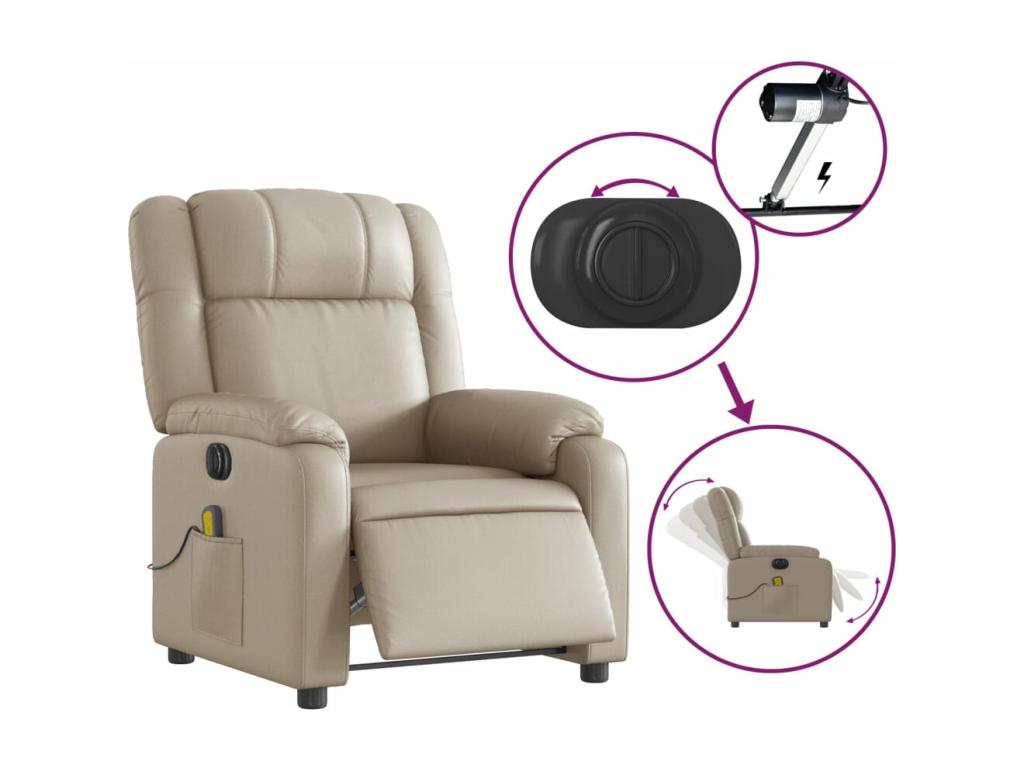Electric reclining massage chair in cappuccino faux leather FVJX55786