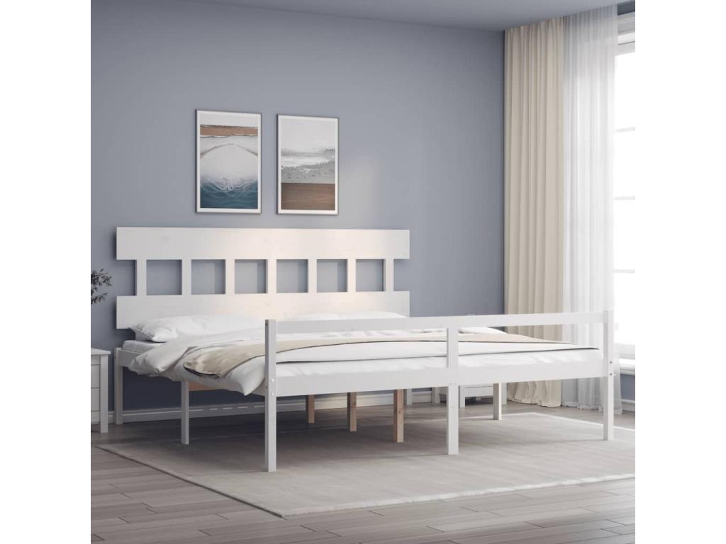 Bed frame with white headboard, Super solid wood ZXDQ05587