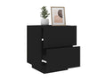 Bedside cabinets and LED Lysvières 2 pcs black engineered wood OBOW86172