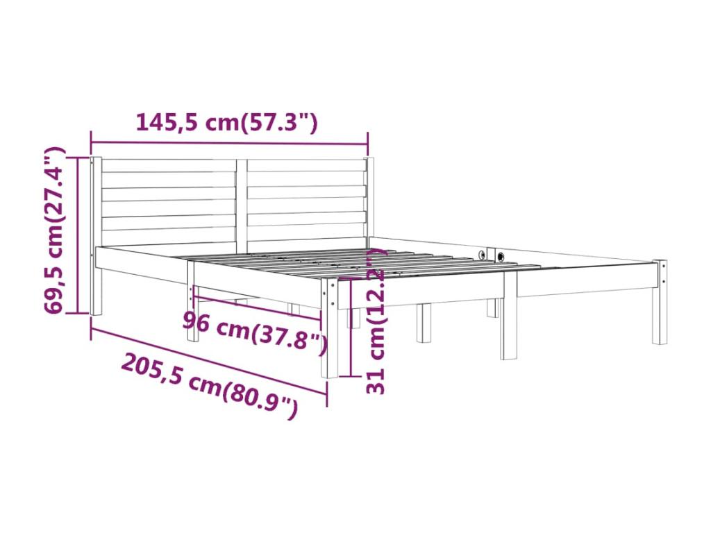 Solid pine wood bed frame 140x200 cm ZSWW86963