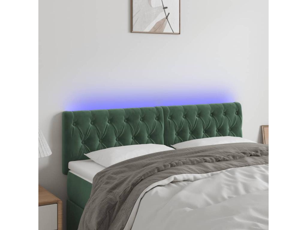 Dark Green LED Headboard 144x7x78/88 cm Velvet EXEE51182