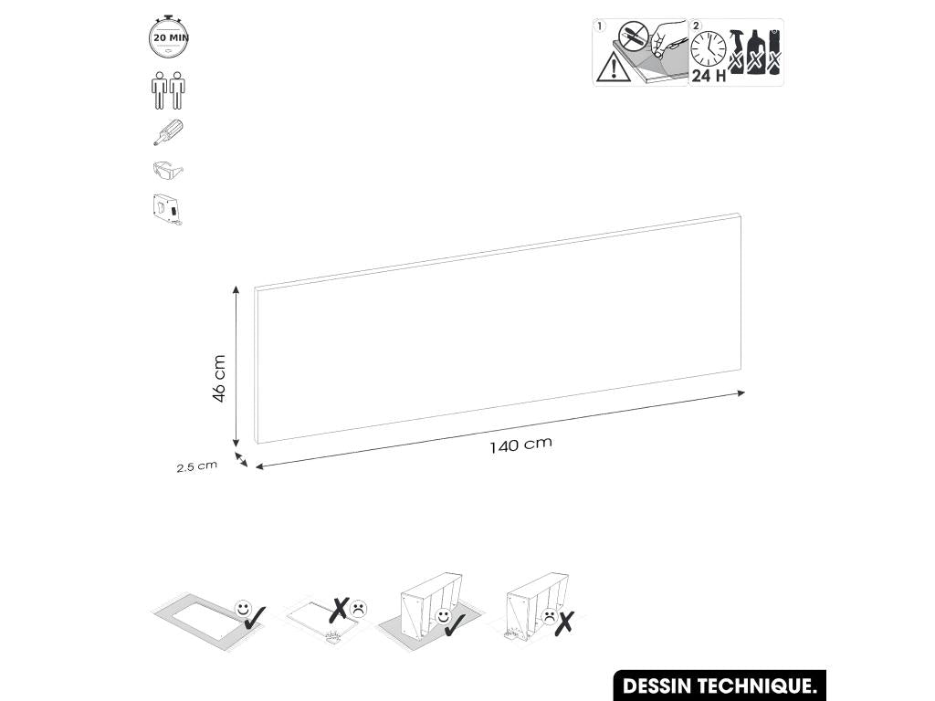 Wooden sink top - Elariva OAK - L.140 x D.47 x H.2.5 GCZM96400