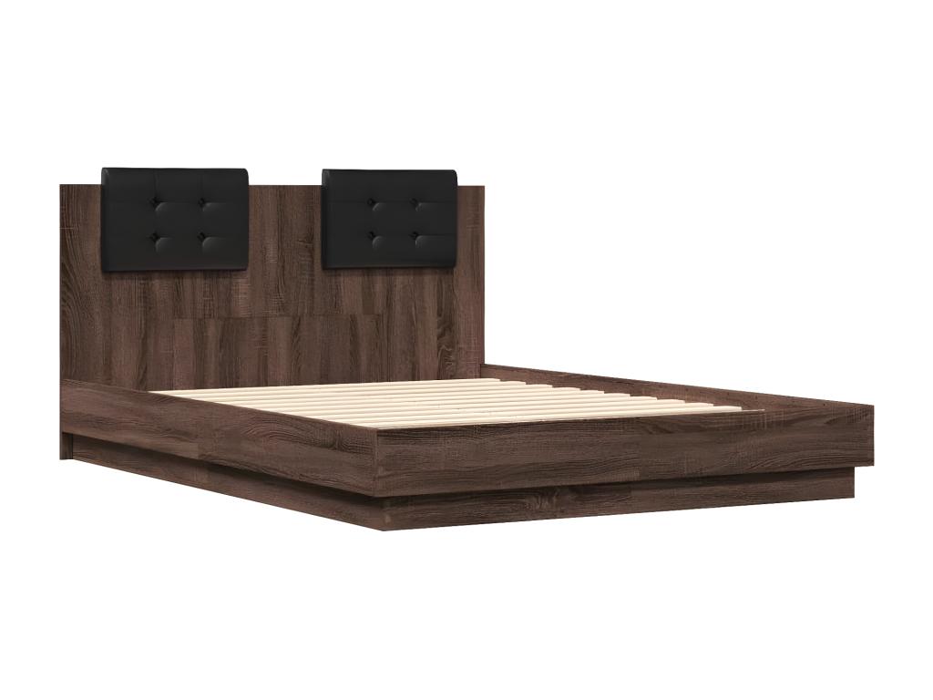 Bed frame without mattress, brown oak, 135x190 cm, MDMP86163