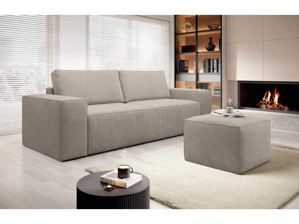 Lysvia 260cm 4-seater convertible sofa in light brown fabric AUXC34076