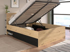 Storage bed 140x190 cm - Natural and black color - Elariva BPAC35653