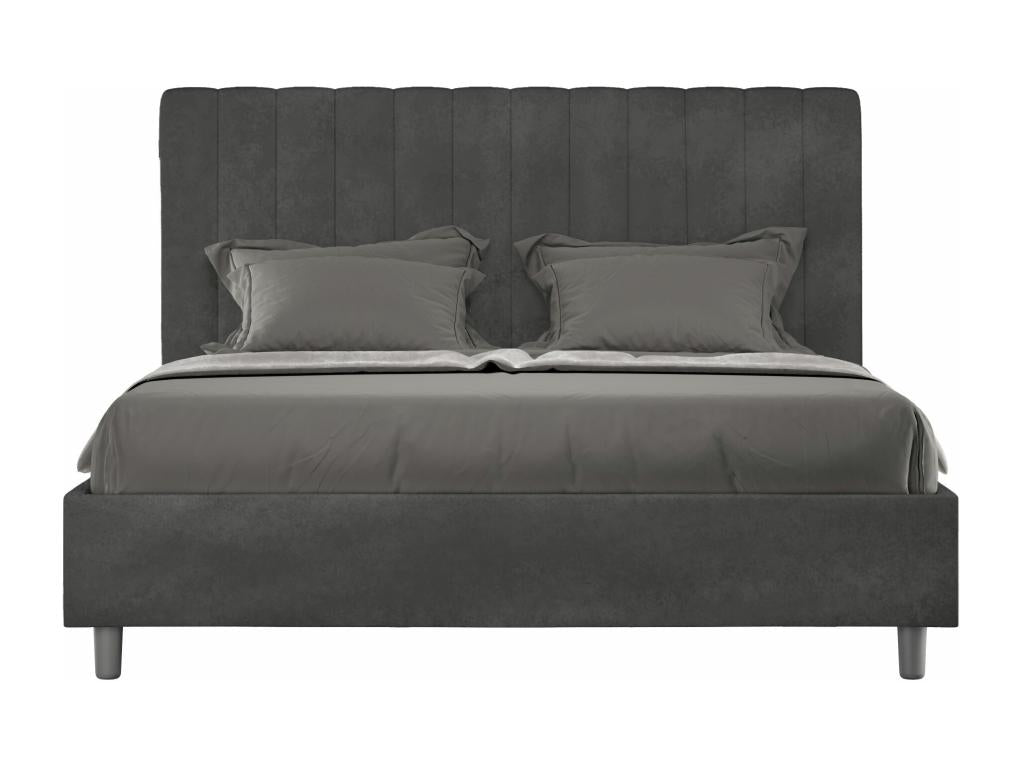 Elariva LJER99589 Upholstered Double Bed with Storage 140x200cm Grey Microfiber LJER99589
