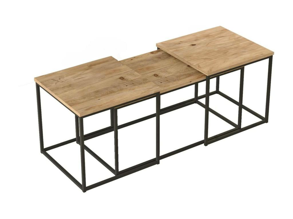 Coffee table, magazine rack for sofa, living room shelf, 190x50x48 cm, oak, HQVH20730