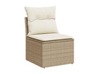 8-piece garden furniture set with cushions, beige woven resin TBTS58882