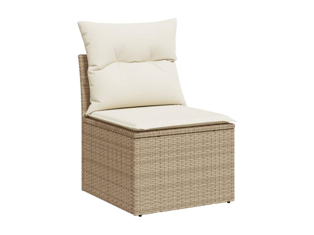 8-piece garden furniture set with cushions, beige woven resin TBTS58882