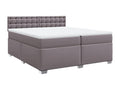 Bed base with mattress, Grey, 200x200 cm, Faux Leather, NSUD23873