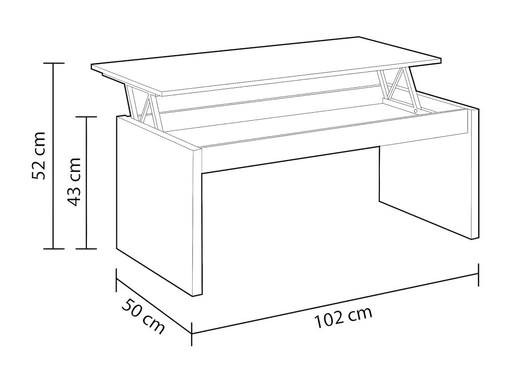 Coffee table with glossy white finish and lift-top - Length 102 x Height 43/54 x Depth 50 cm XJHF64384