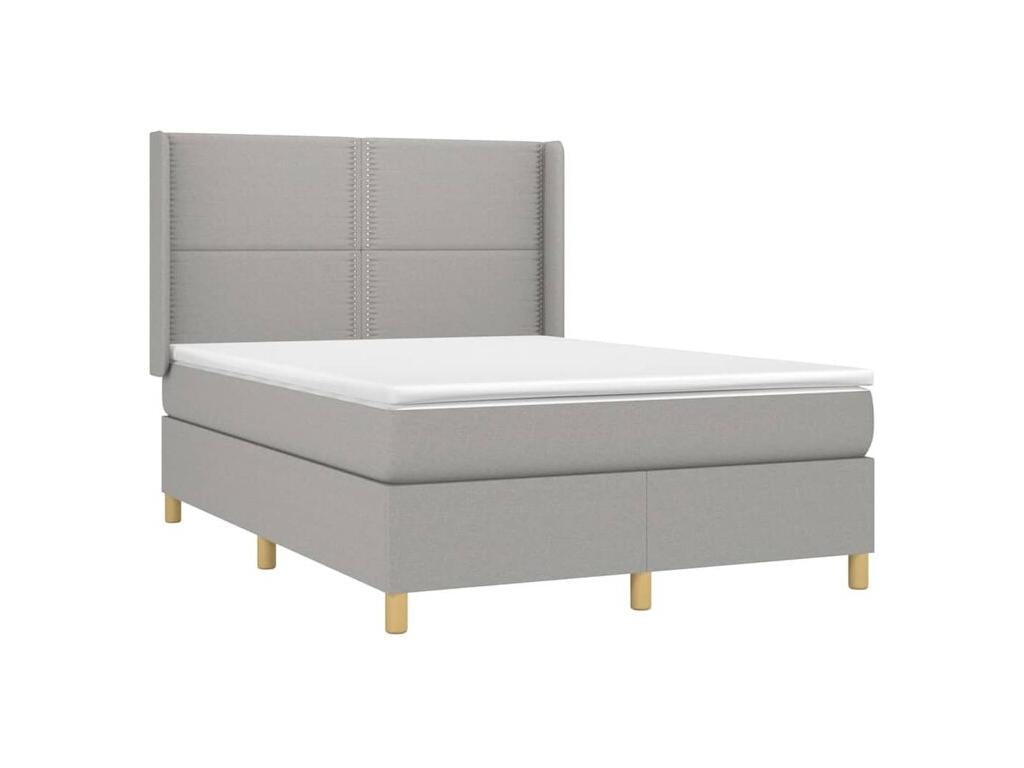 Bed base with mattress, light grey, 140x200 cm, fabric ECMI43114