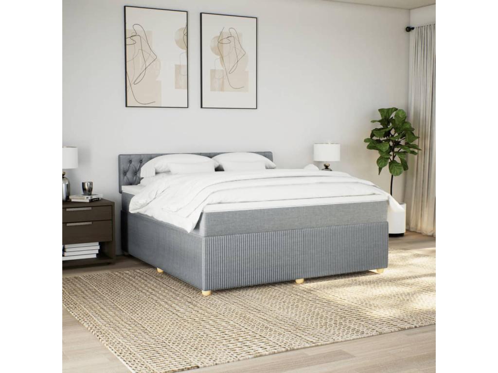 Bed base with mattress, light grey, 180x200cm, fabric, JXKR28422