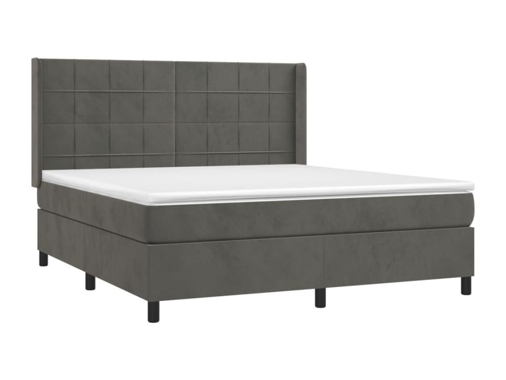 Upholstered bed base and mattress, Dark Grey, 160x200cm, Velvet, CHMO13883