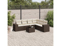 Garden furniture set with cushions, 7 pieces, brown woven resin SCQM41033