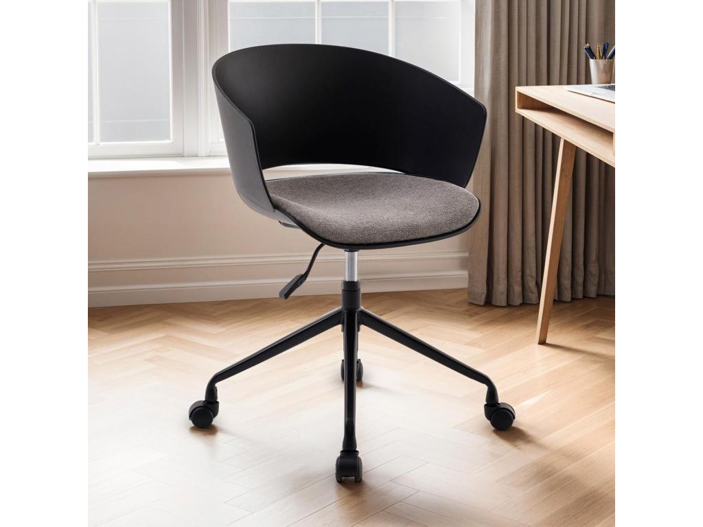 Modern style height-adjustable swivel office chair with fabric seat cushion on black UUCR60785