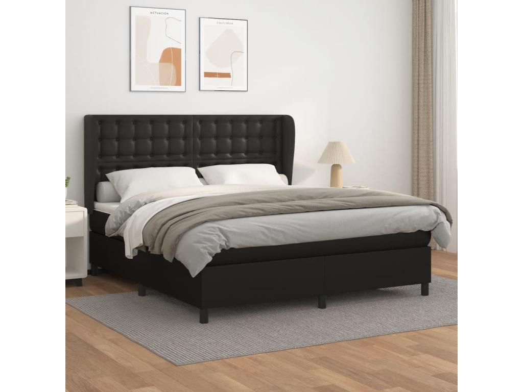 Upholstered bed base with mattress, black, 160x200 cm, XHQK16357
