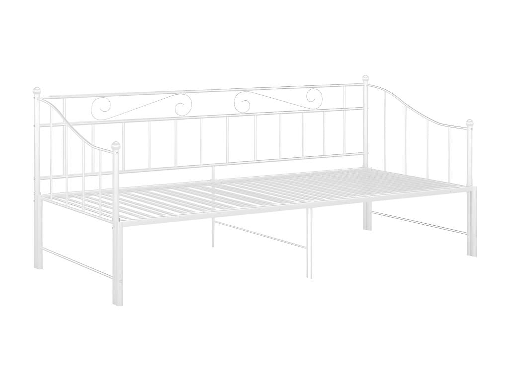 Extendable Sofa Bed Frame, White Metal, 90x200 cm, SFNX04711