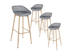 Elariva - Set of 4 Grey Stools with Varnished Wood Effect Legs TFYC03161