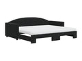 Daybed with pull-out bed and black 90x190 cm velvet mattress QJEF04918