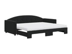Daybed with pull-out bed and black 90x190 cm velvet mattress QJEF04918