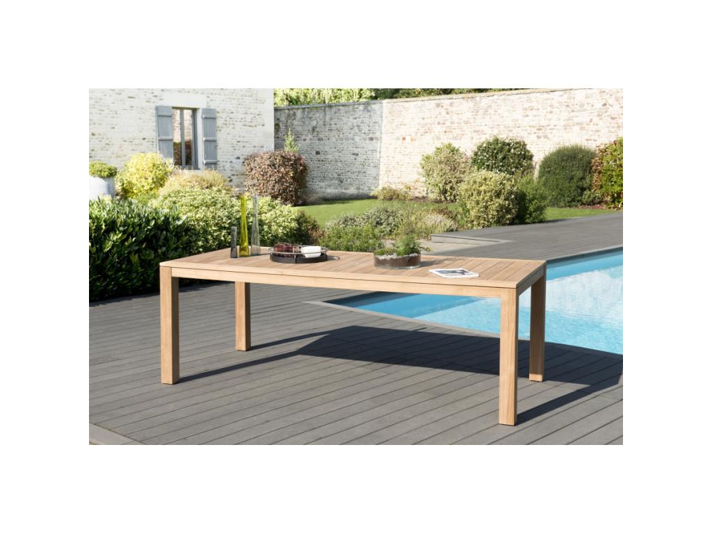Elariva - Teak Wood Garden Furniture Set for 6/8 people - 1 Rectangular Table 220x100 cm and 6 Stackable Armchairs YIRD35269