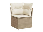 Garden furniture set with cushions, 8 pieces, beige woven resin QFDI05918