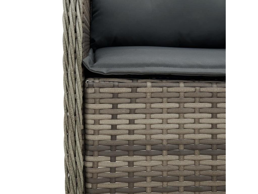 7-piece garden dining set and cushions, grey rattan BFWQ90628