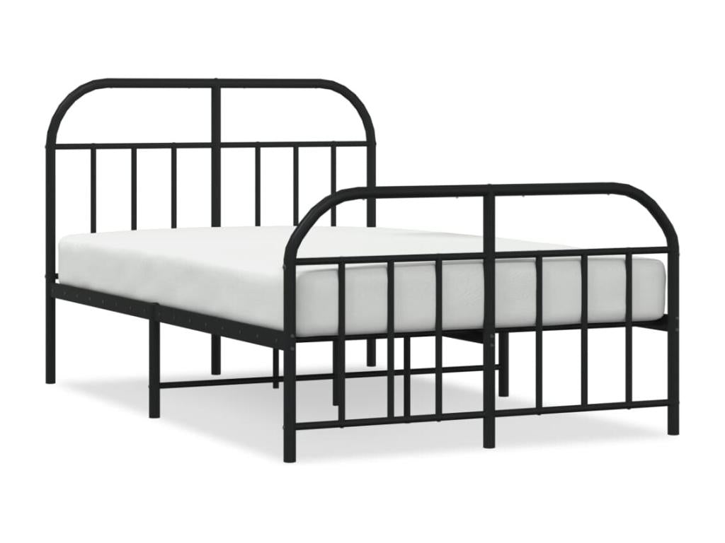 Black metal bed with headboard and footboard, 120x200 cm, BJRL68410