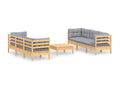 7-piece garden furniture set with grey pine wood cushions ZZCU00792