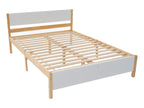 Single bed 140x200cm with wooden frame - White WSSB84145