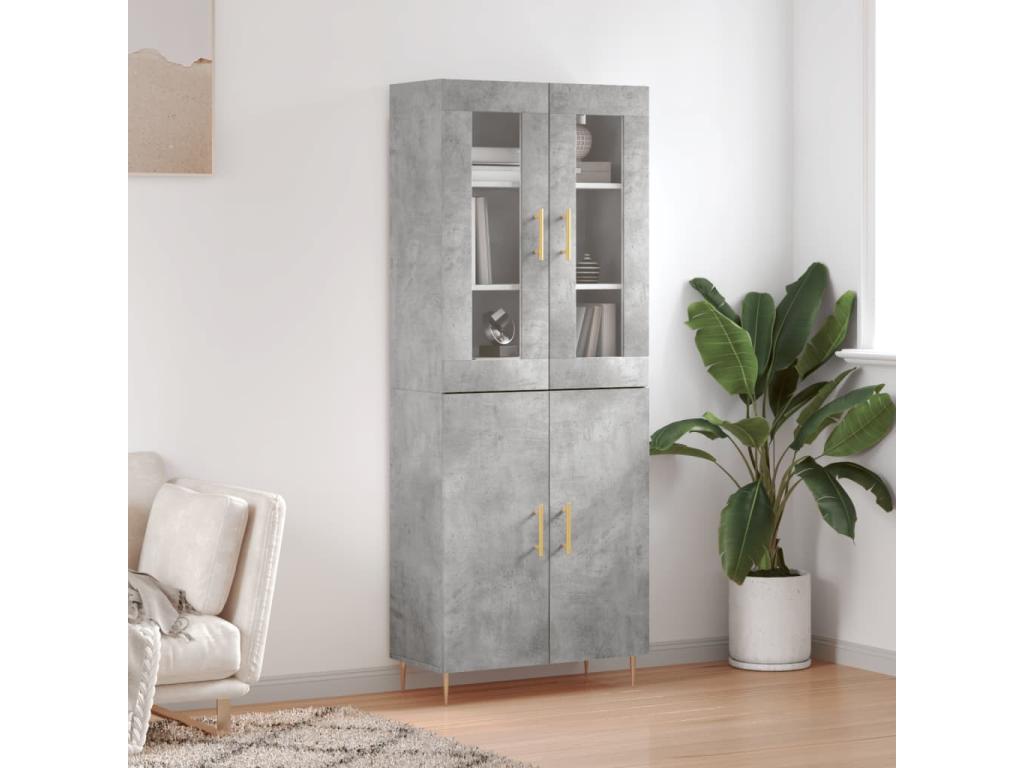 High sideboard, concrete grey, 69.5x34x180 cm, engineered wood, KDGF52248