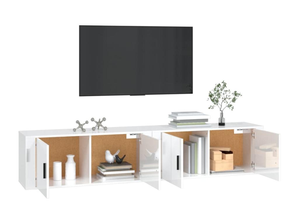 2-piece wall-mounted TV unit, glossy white, 100x34.5x40 cm, YSYP88941