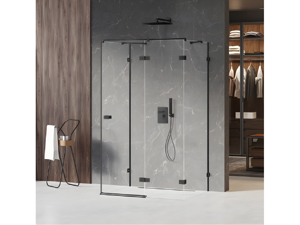 Right-hand pivoting shower enclosure 90x80 BLACK, black color, front access WVDR39208