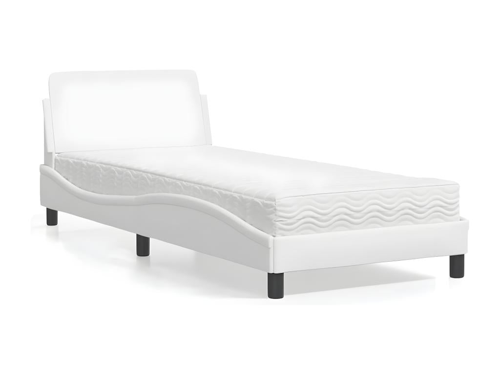 Bed with white mattress 90x200 faux leather QYSI49999