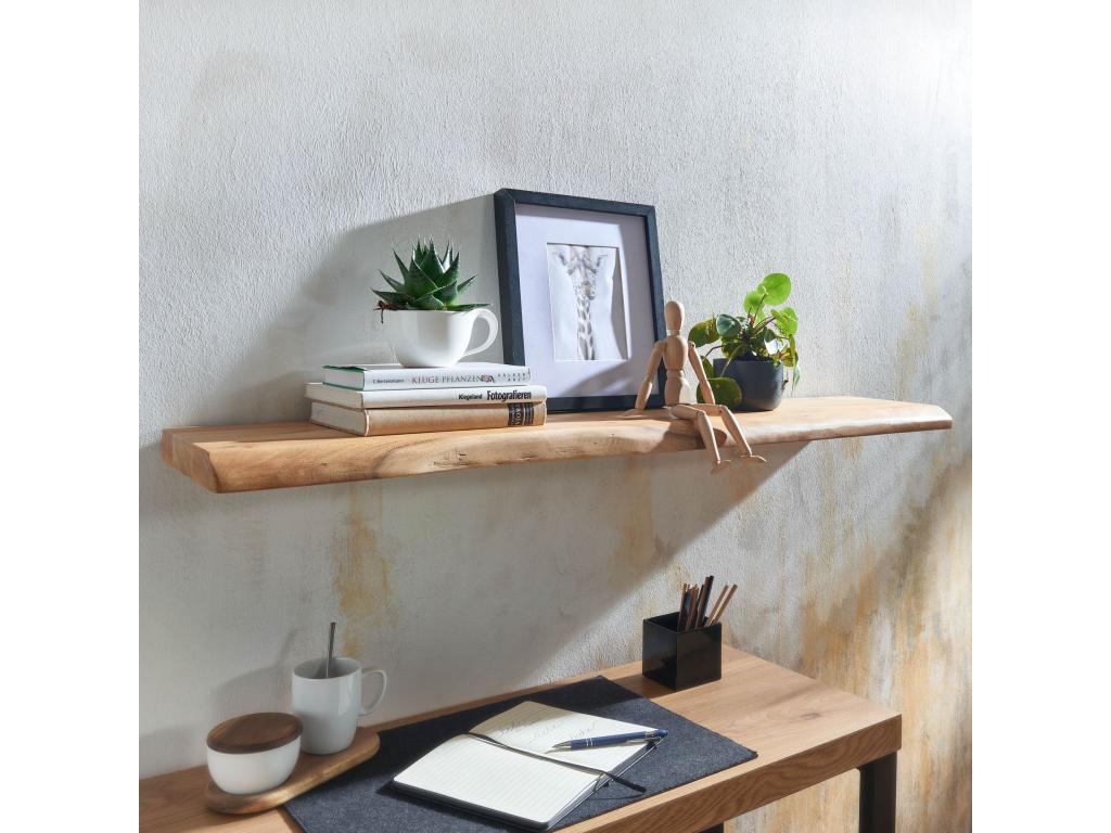 Solid Wood Wall Shelf Tree Edge Hanging Bookshelf EVEM62523