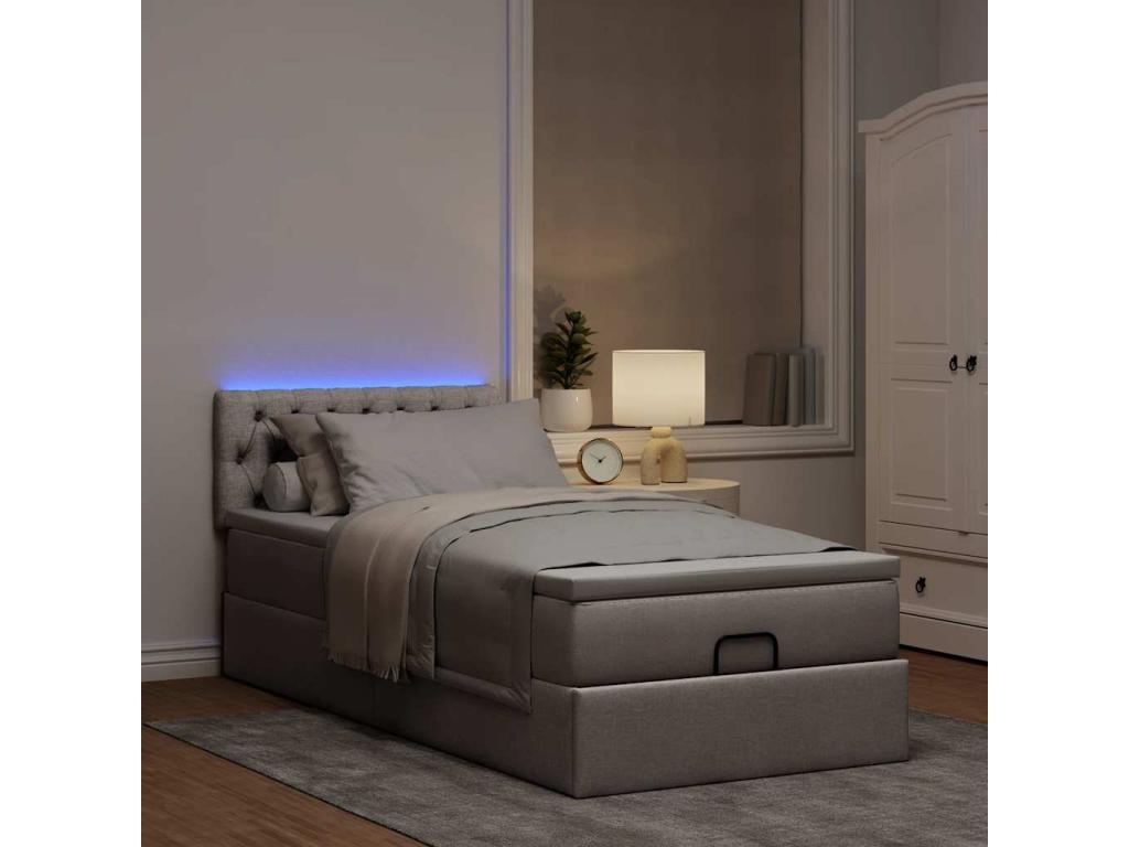 Ottoman bed with Lysvia mattress 90x200 cm fabric JPLC87350