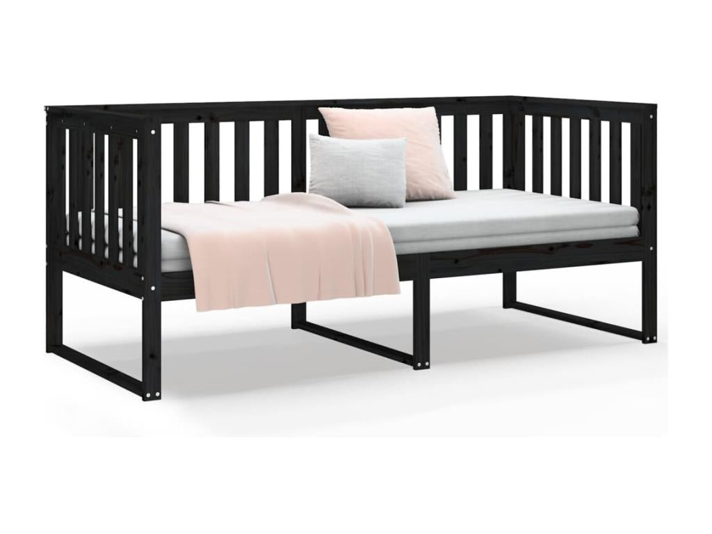 Daybed without mattress, black, 90x190 cm, solid pine wood, WJXY20088