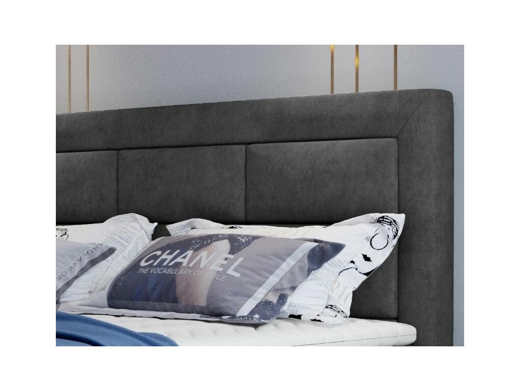 Elariva dark grey fabric continental bed - Sleeping area 140x200 cm WKCV75195