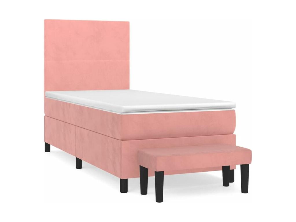 Bed base with mattress, Pink 100x200 Velvet GJAZ29515