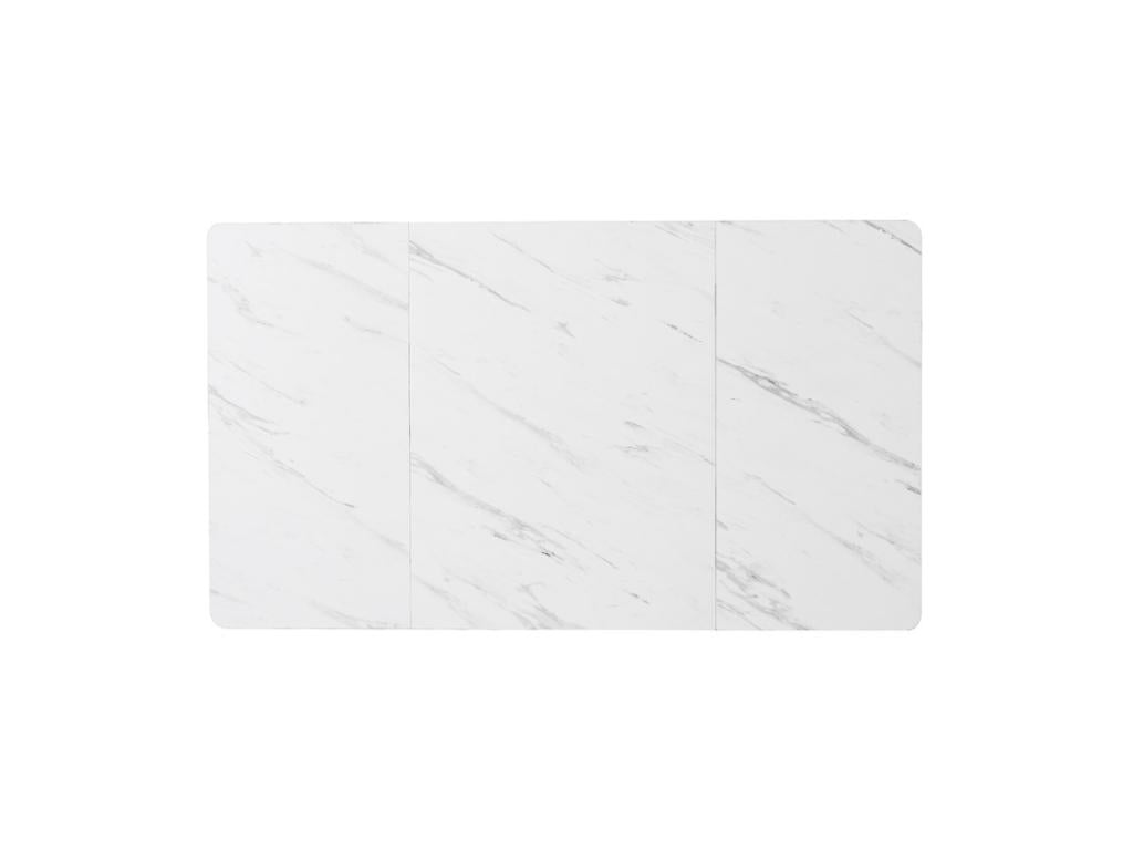 Dining table 140x80 cm with adjustable legs - metal frame - marble-effect veneer - White / Gold EQUP02267