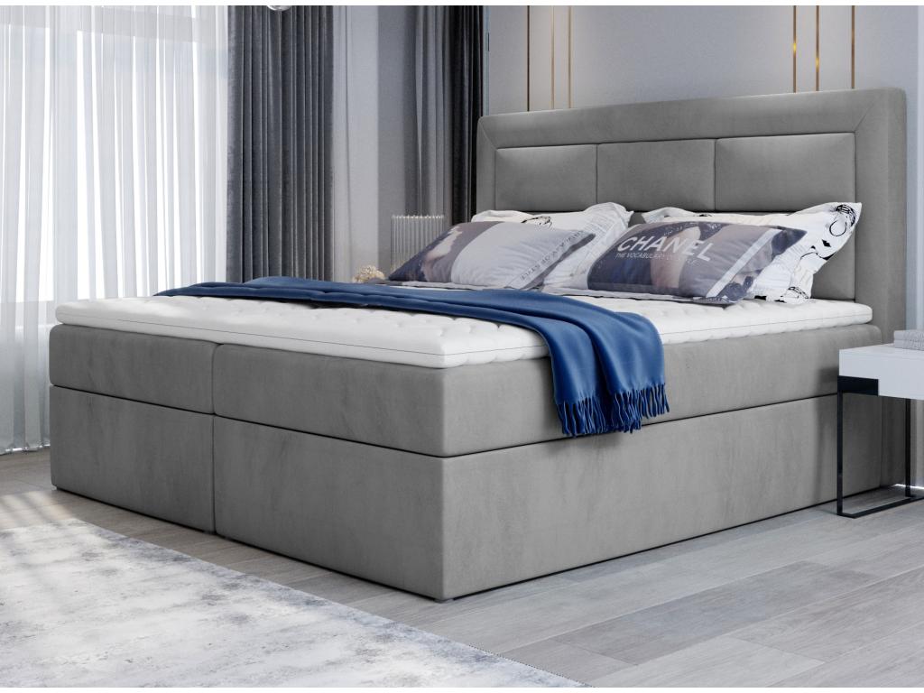 Elariva light grey velvet continental bed - Sleeping area 160x200 cm SITW65685