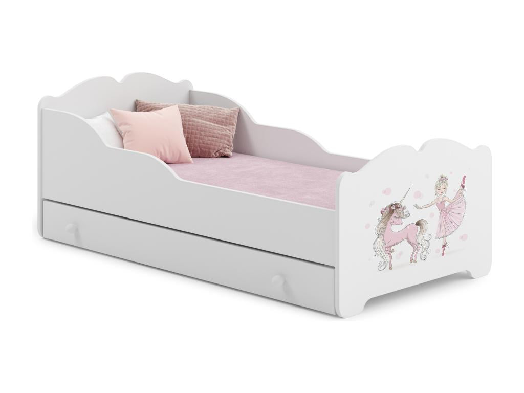 Elariva - Single bed 140x70 with graphics for children in a set with a drawer, mattress and frame RBBZ41199