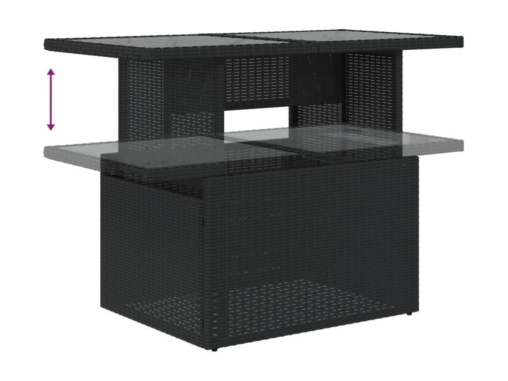 7-piece garden furniture set with cushions, black resin wicker XRMW82075