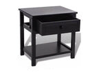 Bedside table with 1 drawer and 1 top, solid black paulownia wood - Set of 2 QWRB50109