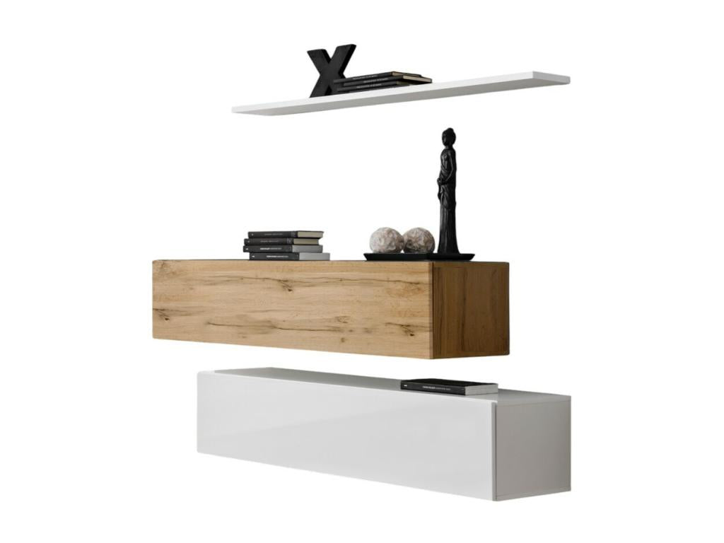 SWITCH SBII living room furniture set in glossy white and Elariva oak. FSLK72899