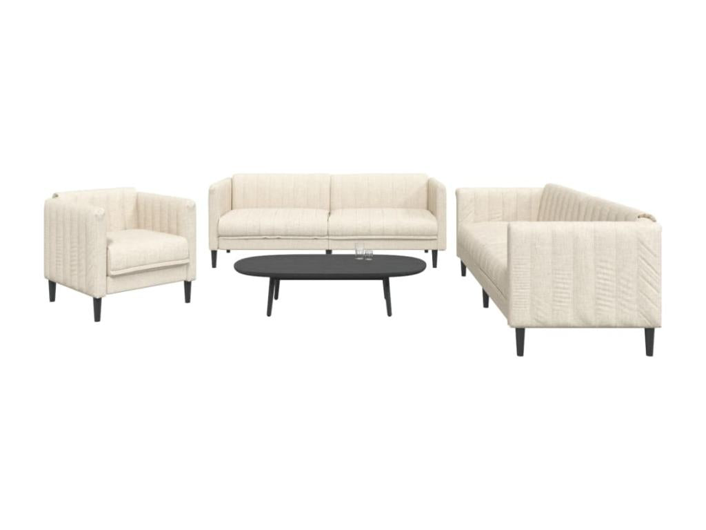 3-piece cream fabric sofa set NRVI92770